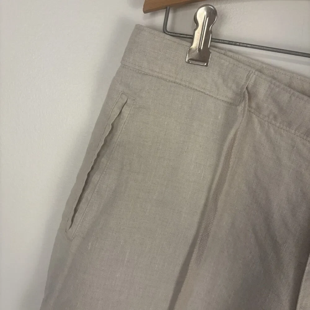 Tasso Elba Island Men's 100% Linen Tan Drawstring Casual Pants Size 34 (Flaw)